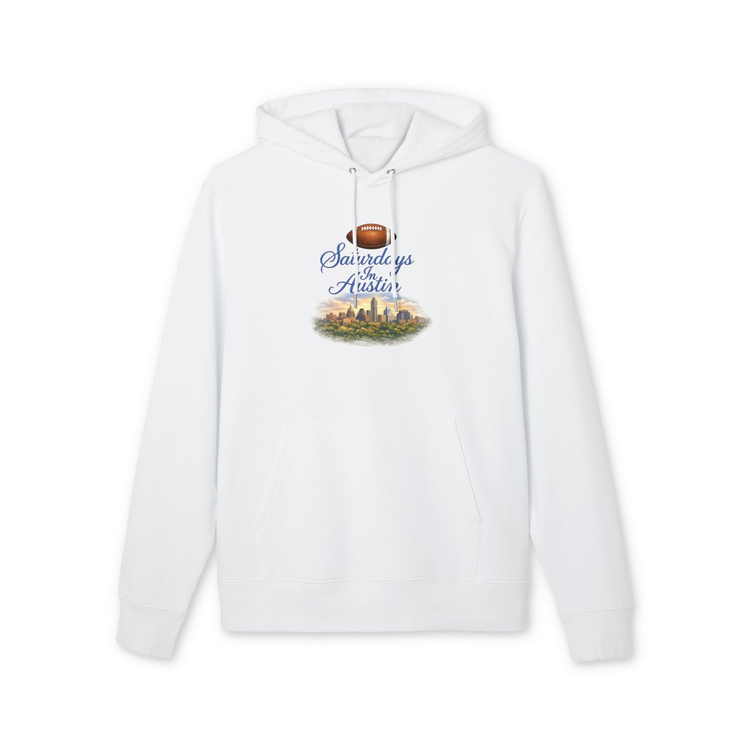 Saturdays in Austin Hoodie — Austin Skyline & Coffee Graphic