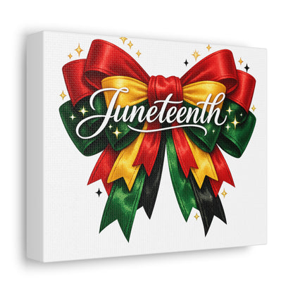 Juneteenth Celebration Stretched Canvas — Pan-African Ribbon Wall Art