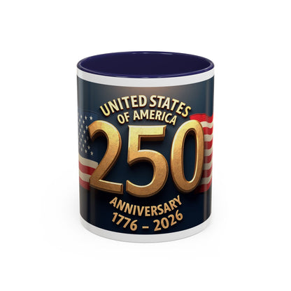 250th Anniversary Coffee Mug — United States of America 1776–2026 Patriotic Accent Mug