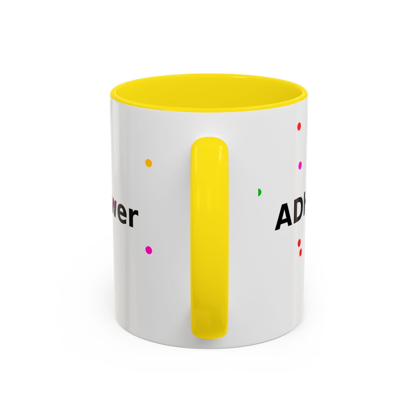 Accent Coffee Mug - "Coffee Is My Superpower" Funny Colorful Polka Dot Ceramic Mug (11/15oz)