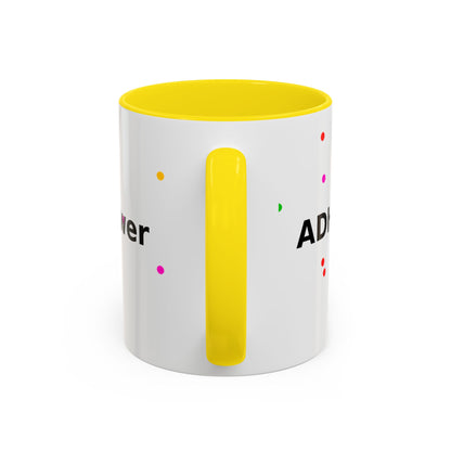 Accent Coffee Mug - "Coffee Is My Superpower" Funny Colorful Polka Dot Ceramic Mug (11/15oz)