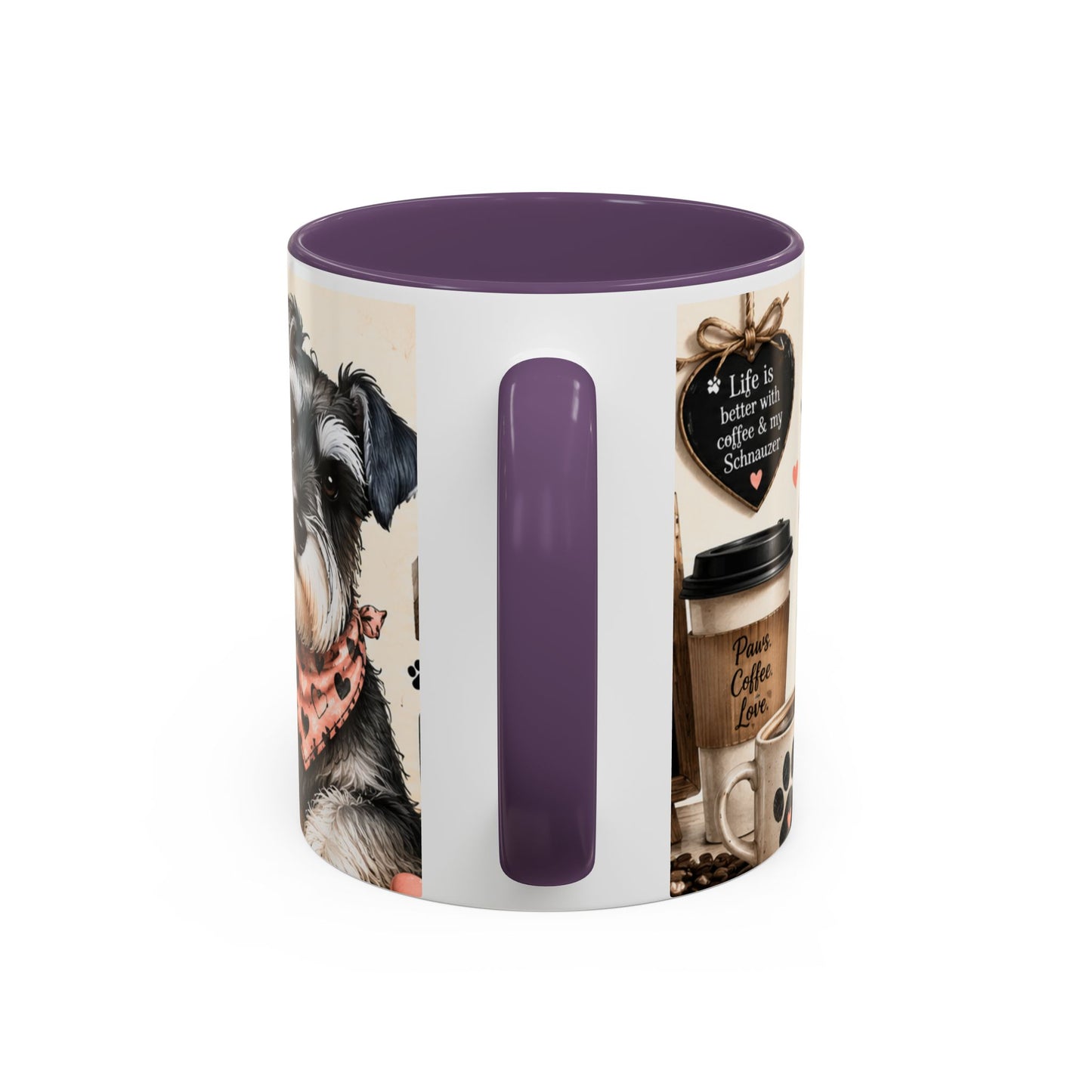 Fueled by Coffee and Schnauzer Love Accent Mug — Dog Lover Coffee Cup (11/15 oz)