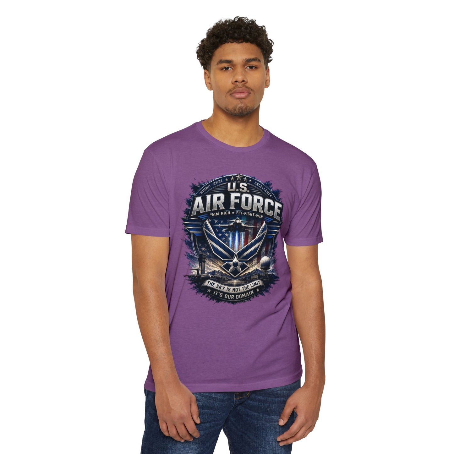 U.S. Air Force Graphic T-Shirt — Military Emblem Tee ("The Sky Is Not The Limit")