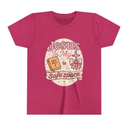 Youth Tee — "Jesus Is My Safe Space" Christian Kids T-Shirt