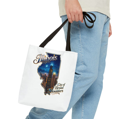 Illinois Skyline Tote Bag — "City of Broad Shoulders" Chicago Night Design