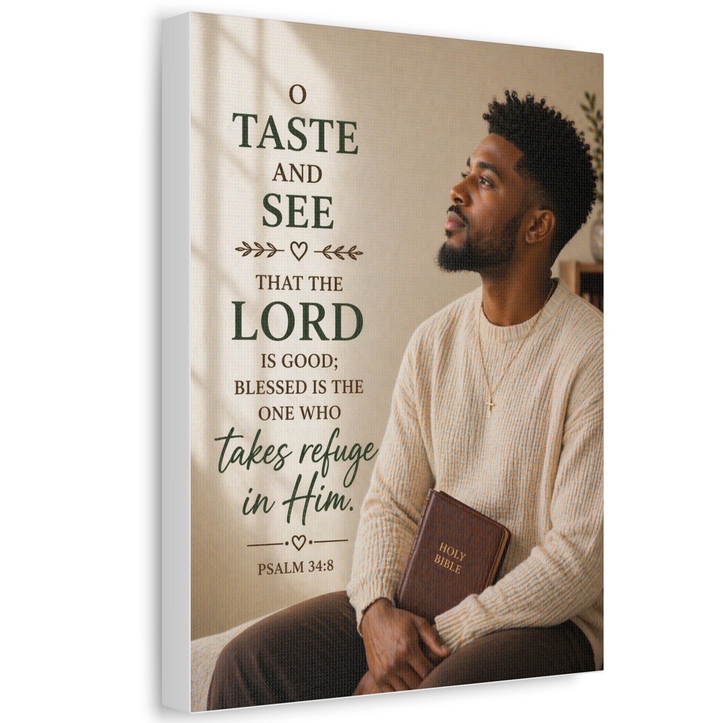 Canvas Wall Art - Psalm 34:8 "Taste and See" Inspirational Christian Prayer Print
