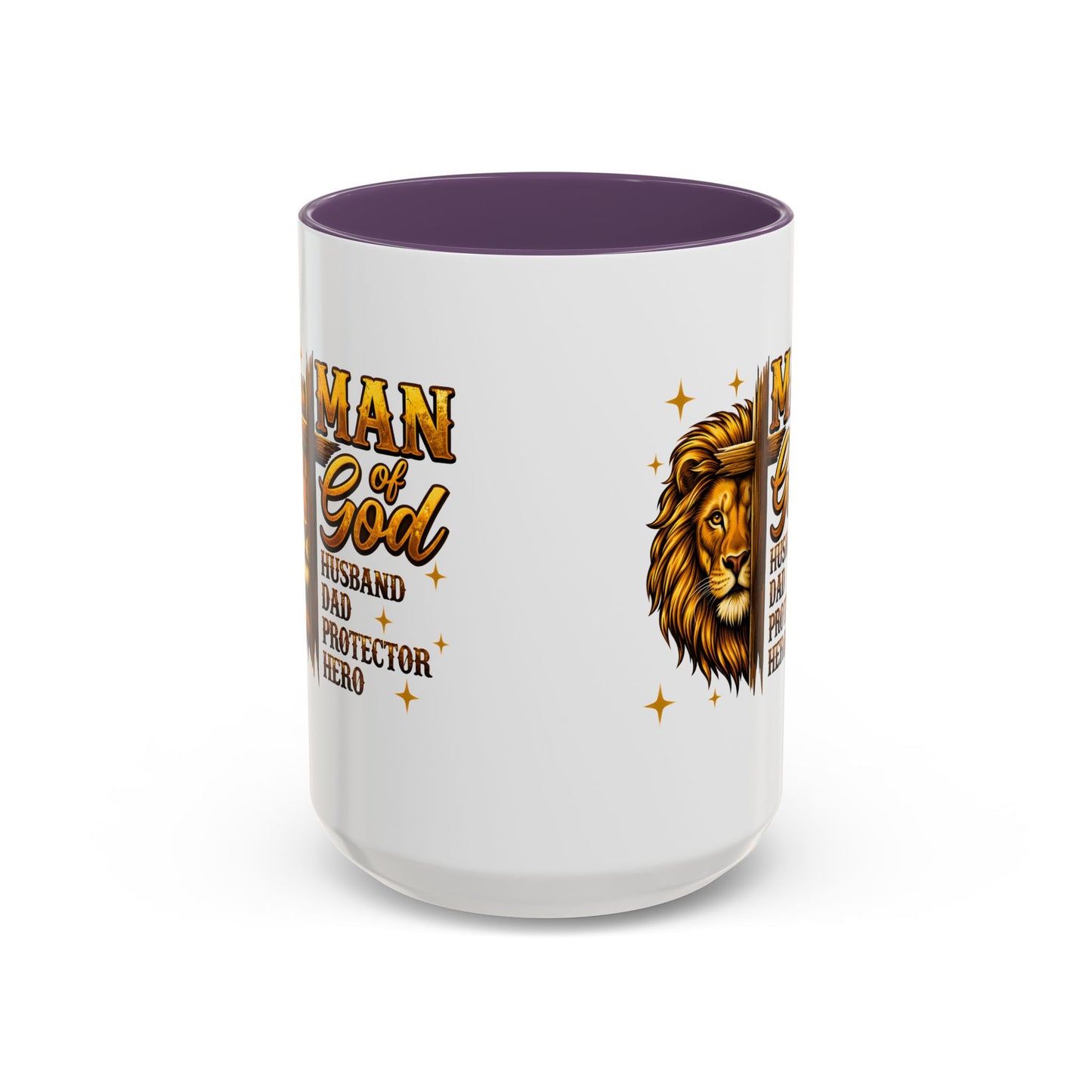 Man of God Lion Coffee Mug — 'Man of God' Religious Gift for Husband, Dad, Protector