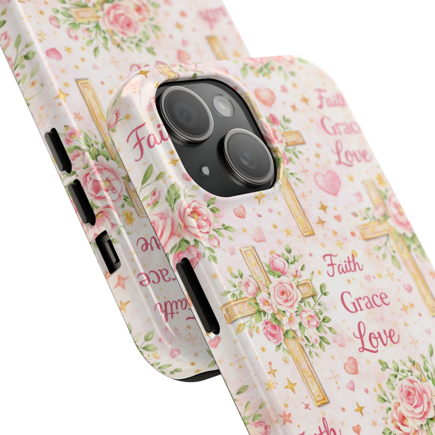 Faith Grace Love Cross Phone Case | Christian Floral iPhone Case