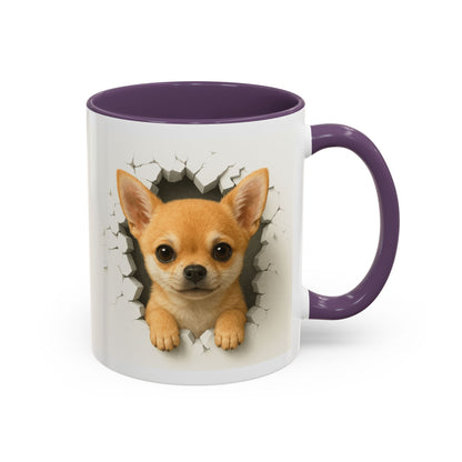 Chihuahua Peek-A-Boo Accent Coffee Mug – Cute Dog Lover Gift (11/15 oz)