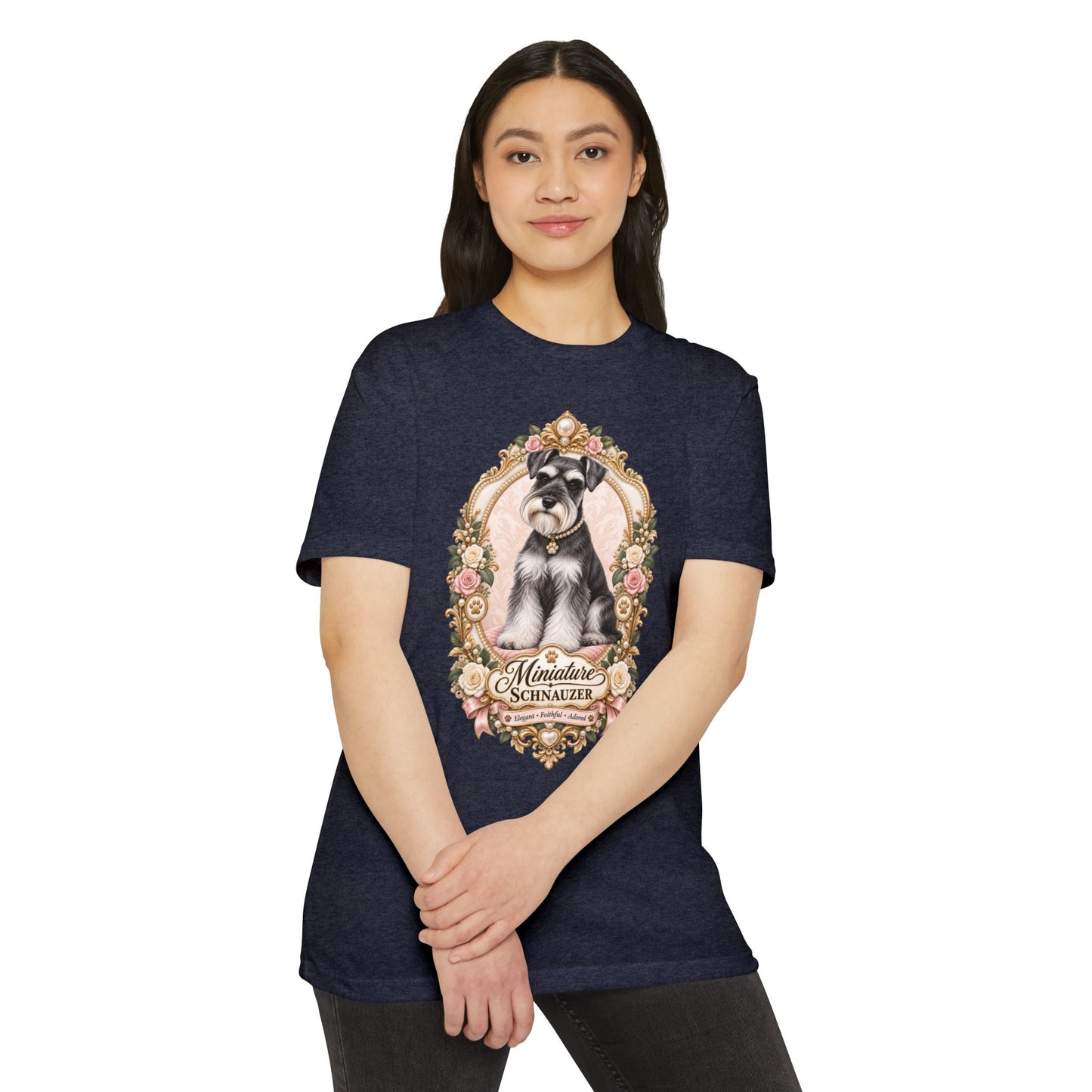 Miniature Schnauzer Floral Portrait T-Shirt