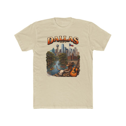 Dallas Skyline Graphic Tee — Retro Cityscape with Guitar