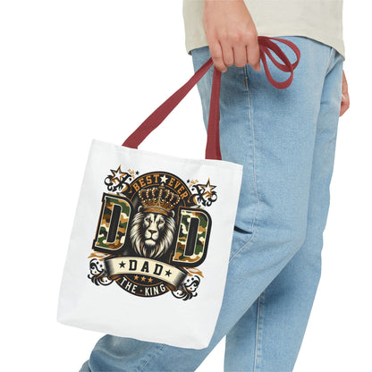 Best Ever Dad Tote Bag — 'Dad the King' Lion Crown Design, Father's Day Gift