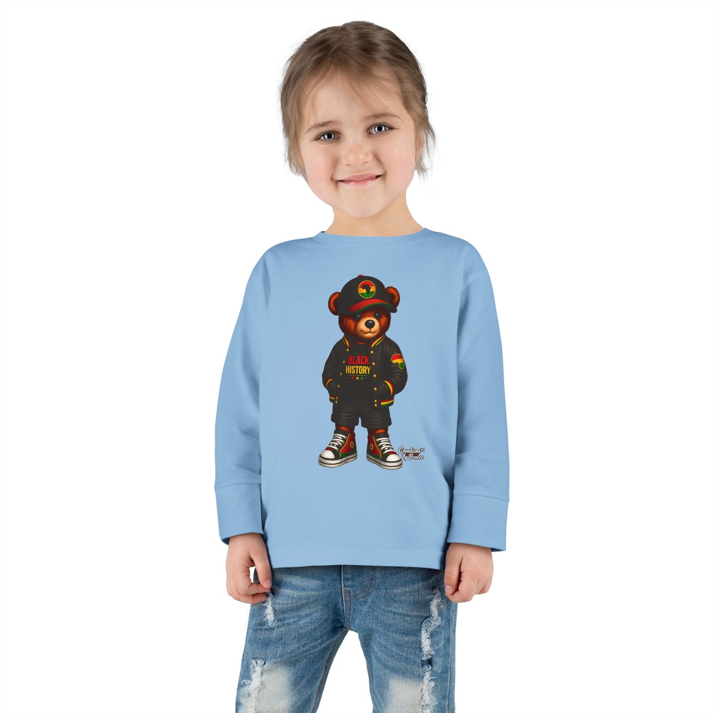 Cool Teddy Bear Toddler Long Sleeve Tee — Urban Streetwear Kids Shirt