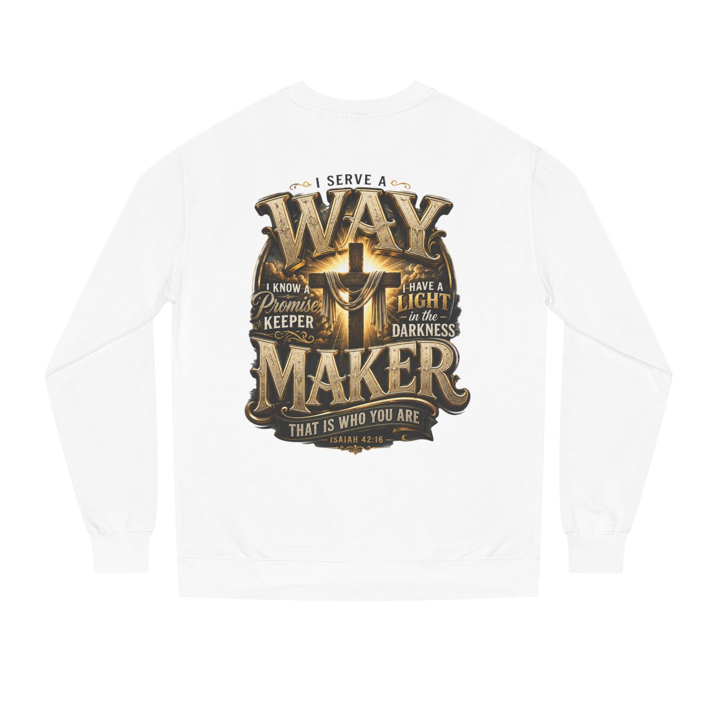 Way Maker Christian Sweatshirt — 'I Serve a Way Maker' Inspirational Crewneck