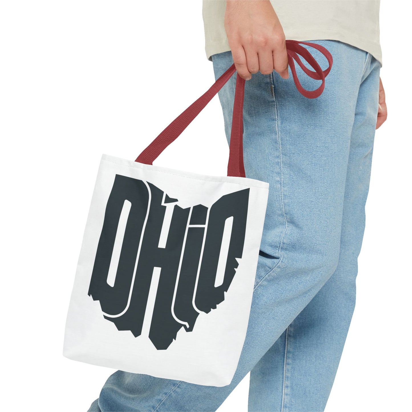 Ohio State Outline Tote Bag — Retro Ohio Text Graphic Tote