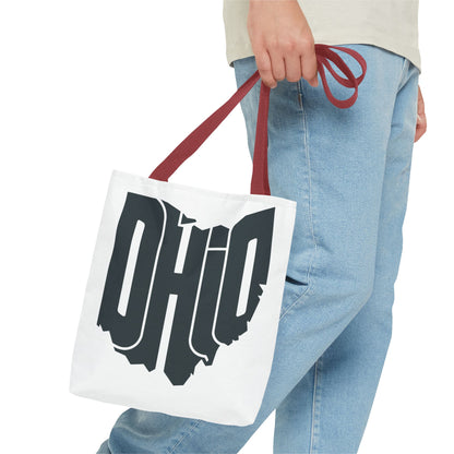 Ohio State Outline Tote Bag — Retro Ohio Text Graphic Tote