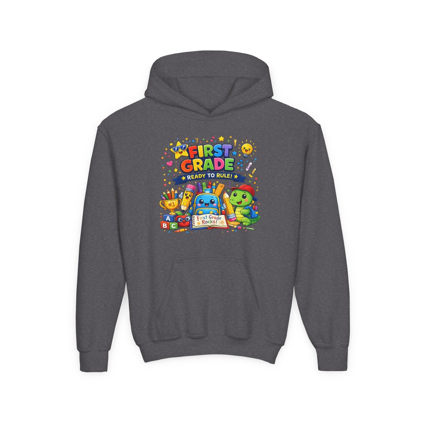 First Grade Hoodie - "First Grade Ready To Rule" Kids Back-to-School Sweatshirt