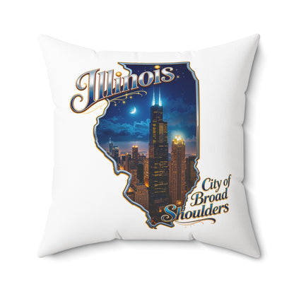 Illinois Skyline Decorative Pillow — "City of Broad Shoulders" State Shape Accent