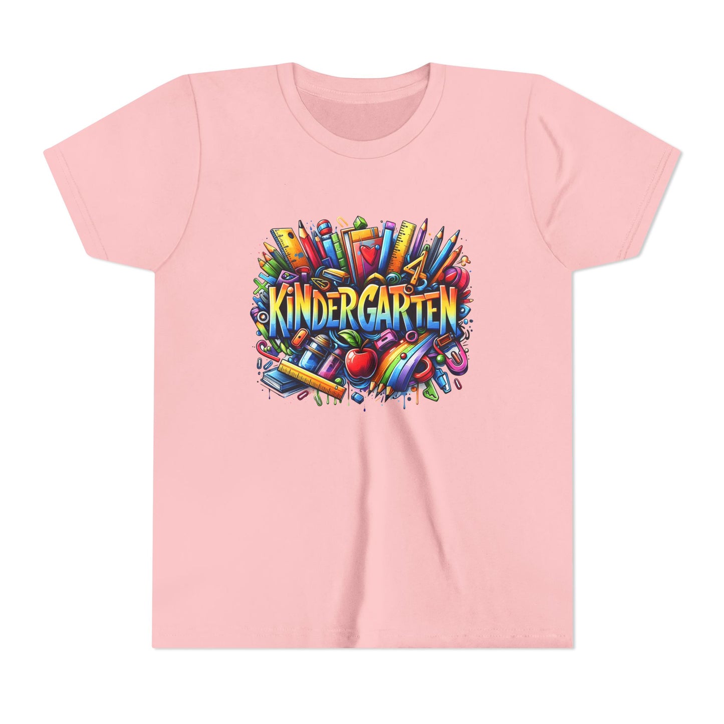 Kindergarten Colorful School Supplies Youth Tee — Back-to-School Kids T-Shirt