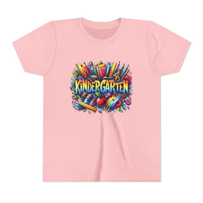 Kindergarten Colorful School Supplies Youth Tee — Back-to-School Kids T-Shirt