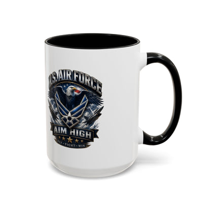 U.S. Air Force Accent Coffee Mug — Aim High Eagle Design (11/15 oz)