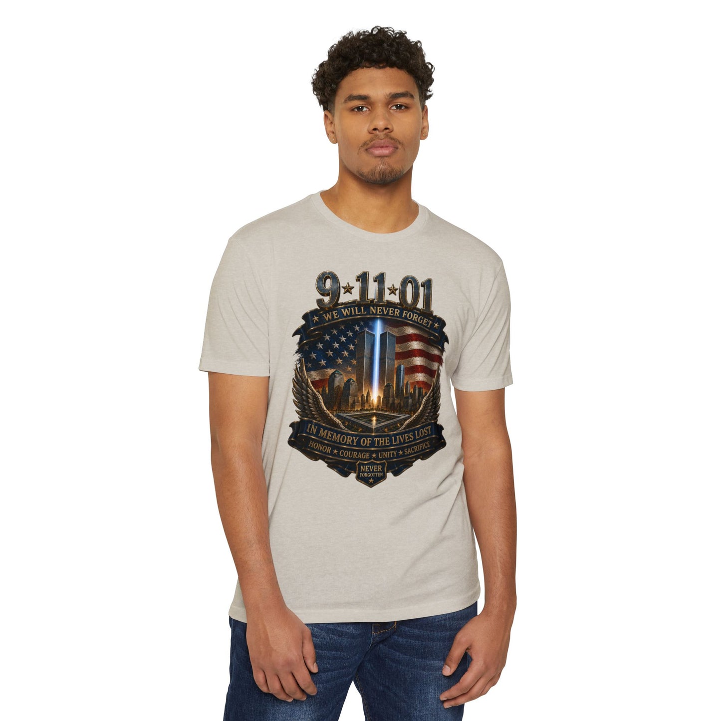 9/11 Memorial T-Shirt — "We Will Never Forget" Tribute Tee