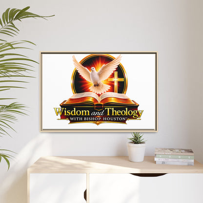 Framed Canvas Print — "Wisdom and Theology" Dove & Bible Wall Art
