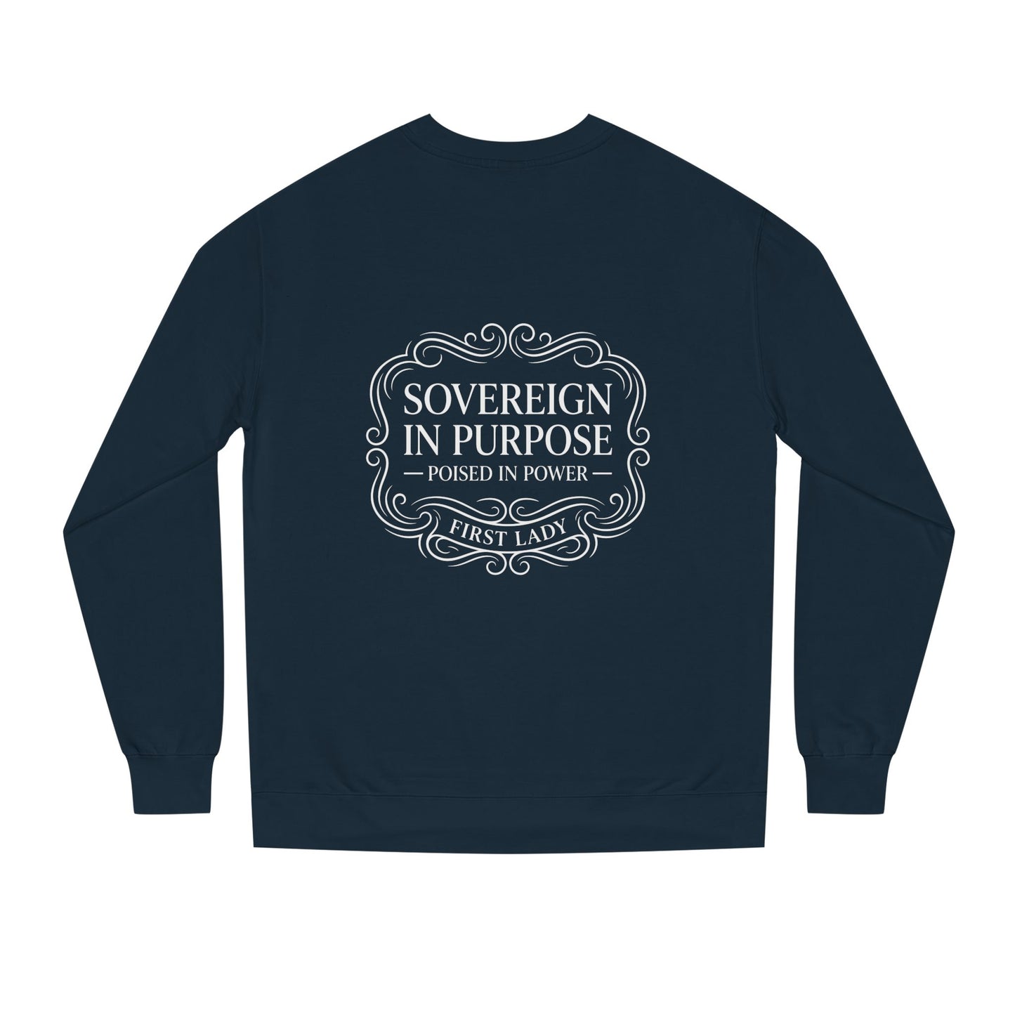 White Crewneck Sweatshirt — Subtle Embossed 'Nowhere to Be Found' Minimal Design