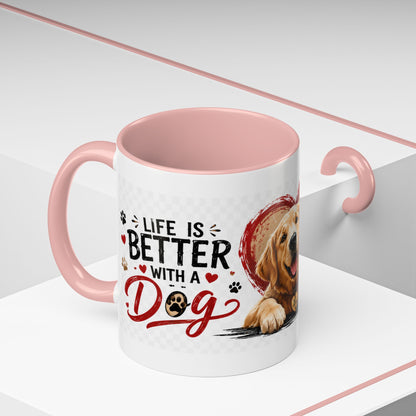 Pawsitive Vibes Coffee Mug - "Wag More, Worry Less" Dog Lover Accent Mug