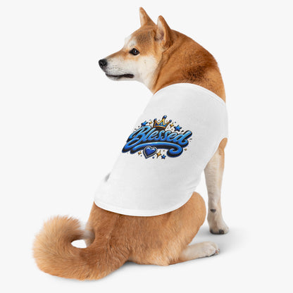 Blessed Pet Tank Top - Blue Crown & Heart Puppy Shirt