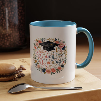 Graduation Floral Coffee Mug — "A Sweet Ending to a New Beginning"