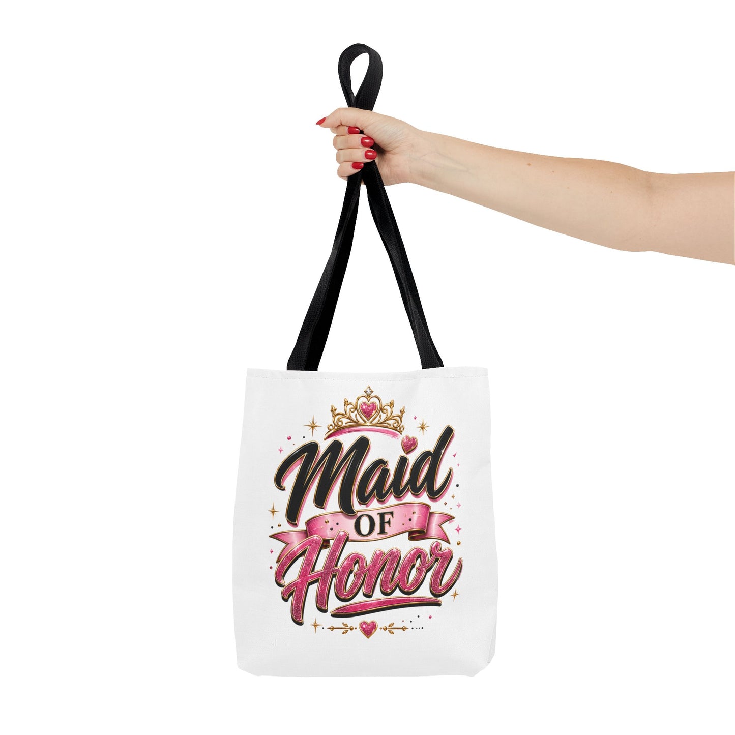 Maid of Honor Tote Bag — Pink Crown Bridal Party Tote for Weddings & Bachelorette