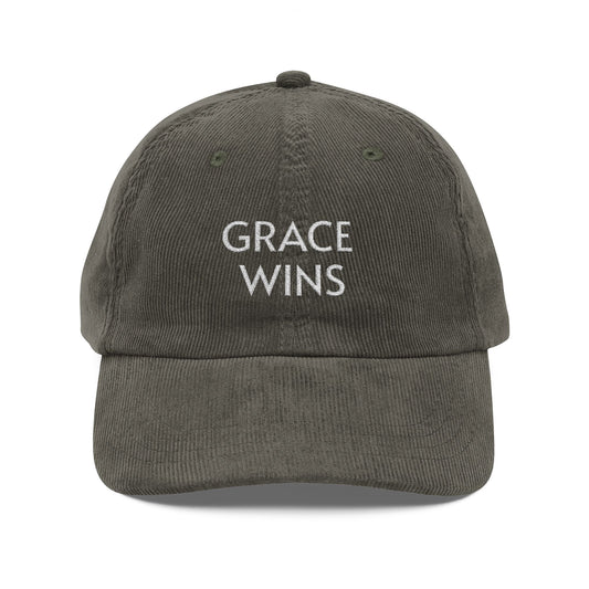 Grace Wins Embroidered Corduroy Cap — Vintage Baseball Hat
