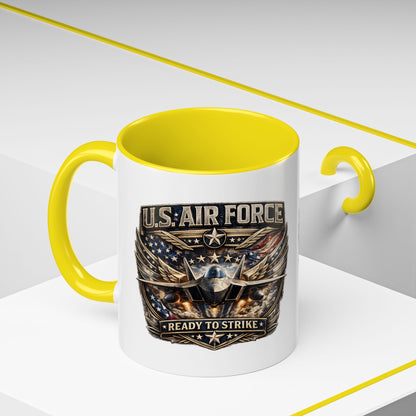 U.S. Air Force Accent Coffee Mug — "Ready to Strike" Military Aviation Gift