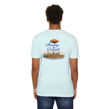Sundays in Cincinnati Football T-Shirt — City Skyline Game Day Tee