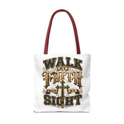 Walk by Faith Tote Bag — Christian Inspirational Cross Tote