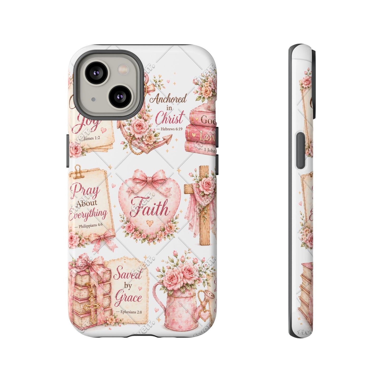 Faith Floral Phone Case – Christian Inspirational Scripture iPhone Cover (Choose Joy, Pray, Faith)