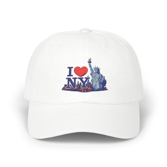 I  NY Statue of Liberty Dad Cap — Classic White Baseball Hat