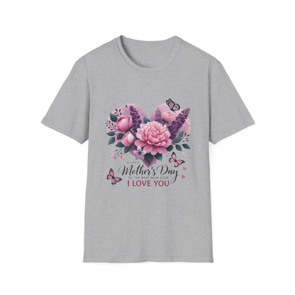 Mother's Day Floral T-Shirt — "Mother's Day I Love You" Heart Bouquet