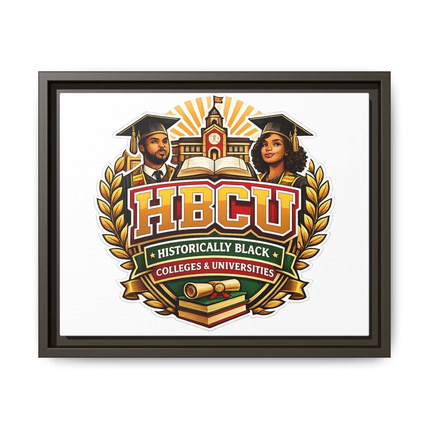 HBCU Crest Framed Canvas — Historically Black Colleges & Universities Wall Art