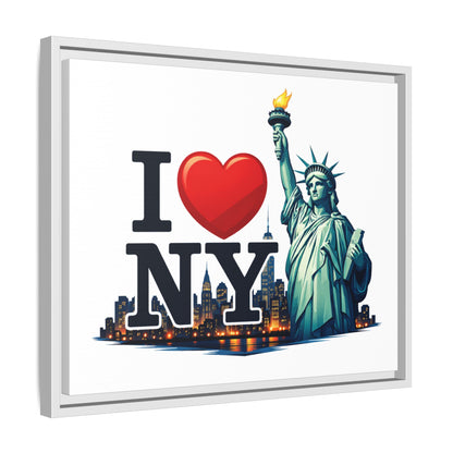 I Love NY Statue of Liberty Matte Framed Canvas