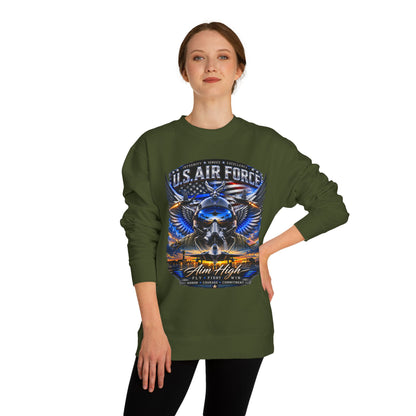U.S. Air Force Crewneck Sweatshirt — "Aim High" Fighter Jet Graphic