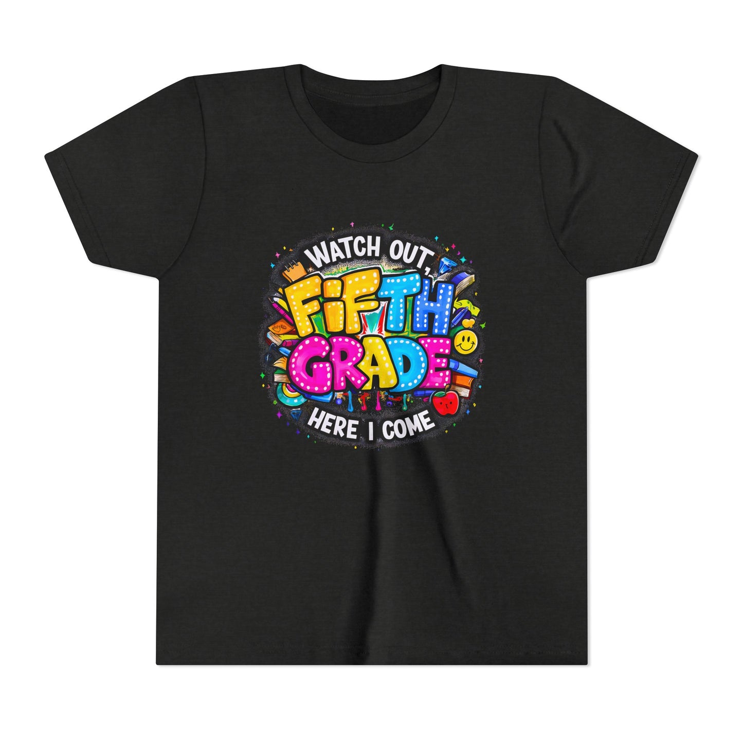 Fifth Grade T‑Shirt for Kids - "Watch Out Fifth Grade Here I Come" Back-to-School Tee