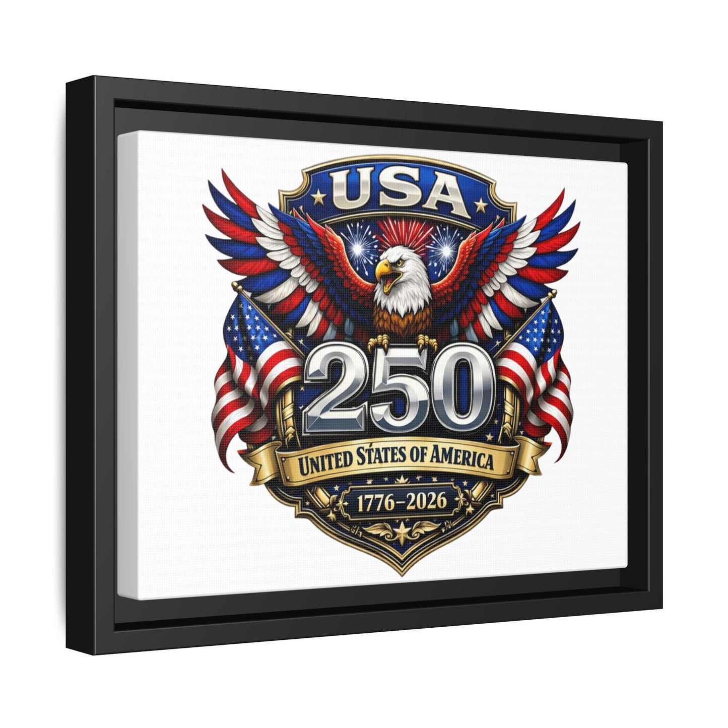 USA 250 Anniversary Framed Canvas — Patriotic Eagle 1776–2026 Wall Art