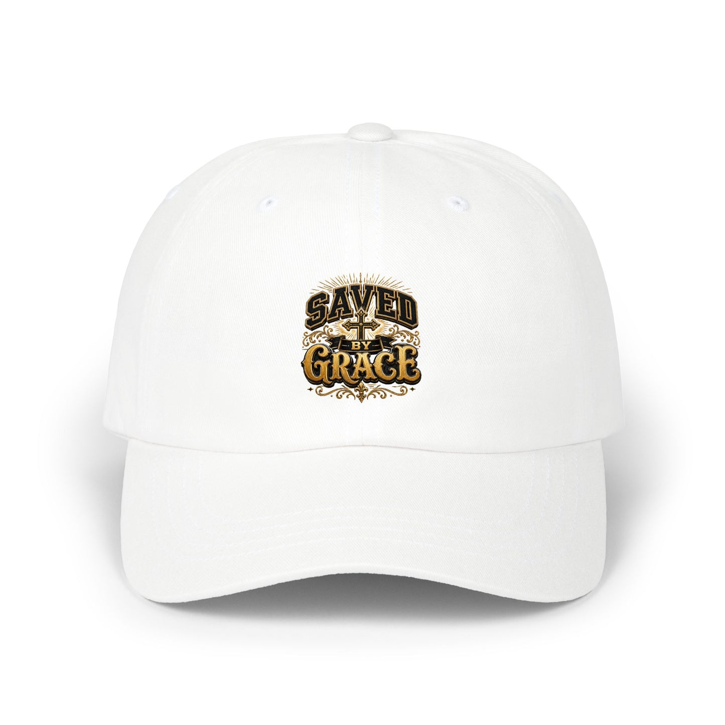 Saved by Grace Dad Cap — Embroidered Christian Baseball Hat