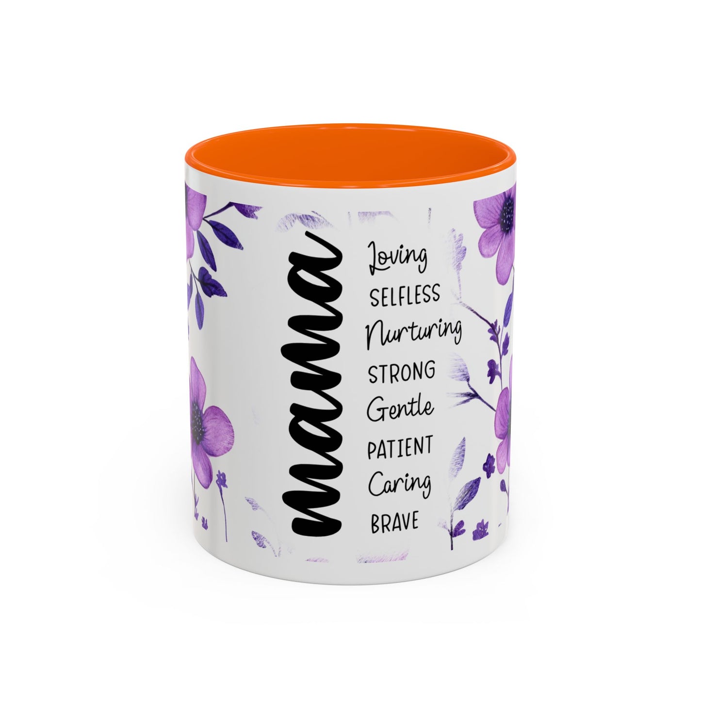 Mama Floral Coffee Mug — "Mama" Traits Listing (Loving, Selfless, Nurturing) — 11/15oz
