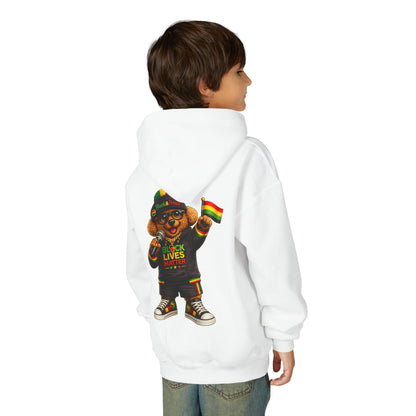 Youth Hoodie — Black Lives Matter Rasta Bear Kids Pullover