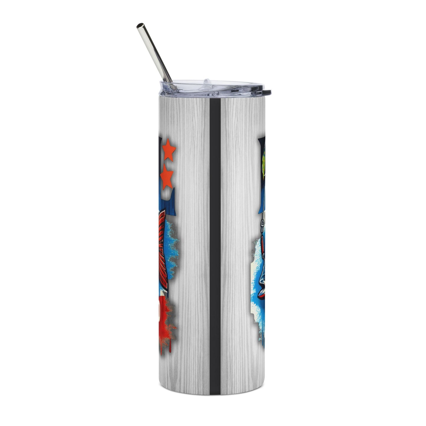 20oz Stainless Tumbler — American Flag Fish Fishing Cooler Travel Cup
