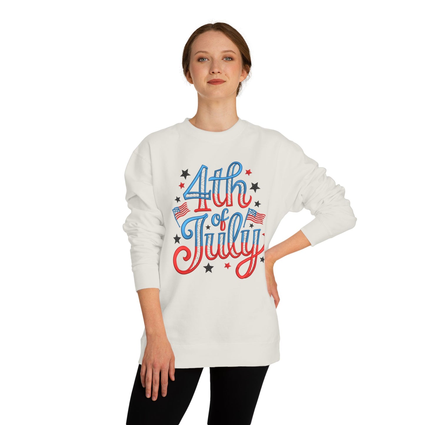 4th of July Crewneck Sweatshirt - Patriotic American Flag Graphic