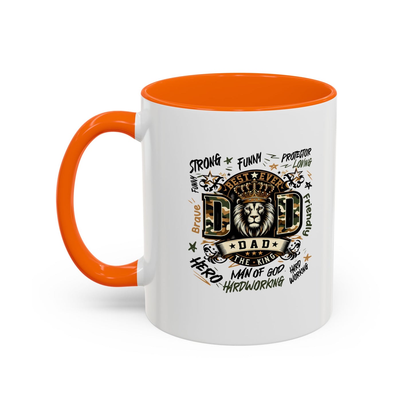 Dad King Lion Coffee Mug — 'Dad: The King' Accent 11/15oz Gift